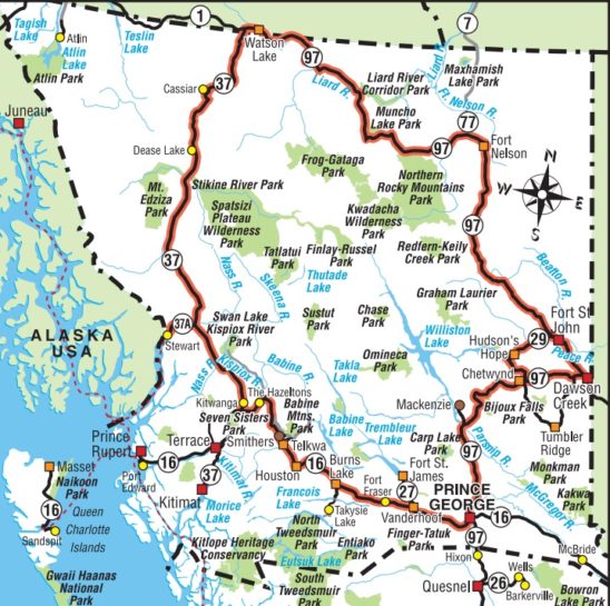 Road Map Of Bc   Northern BC Map 3 548x545 